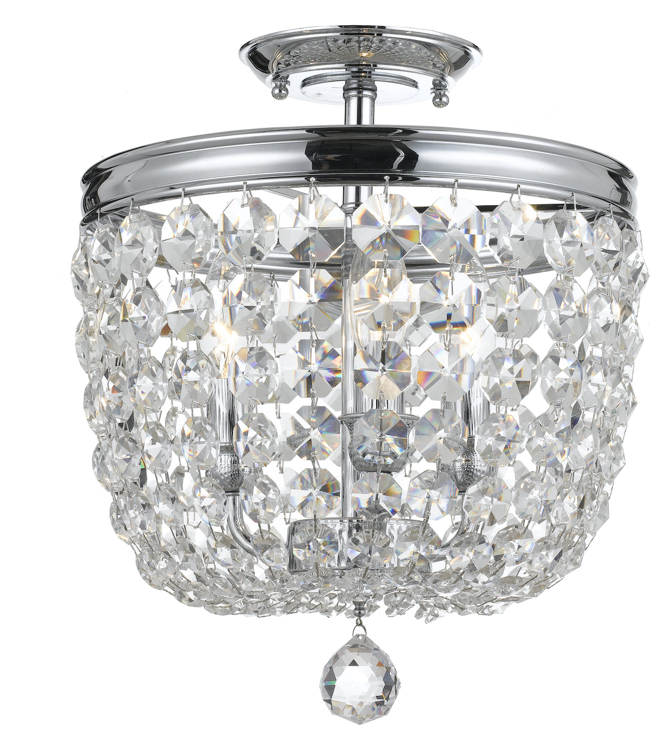 Archer 3 Light Hand Cut Crystal Polished Chrome Semi Flush Mount – Style: 7949166 XI56305907701